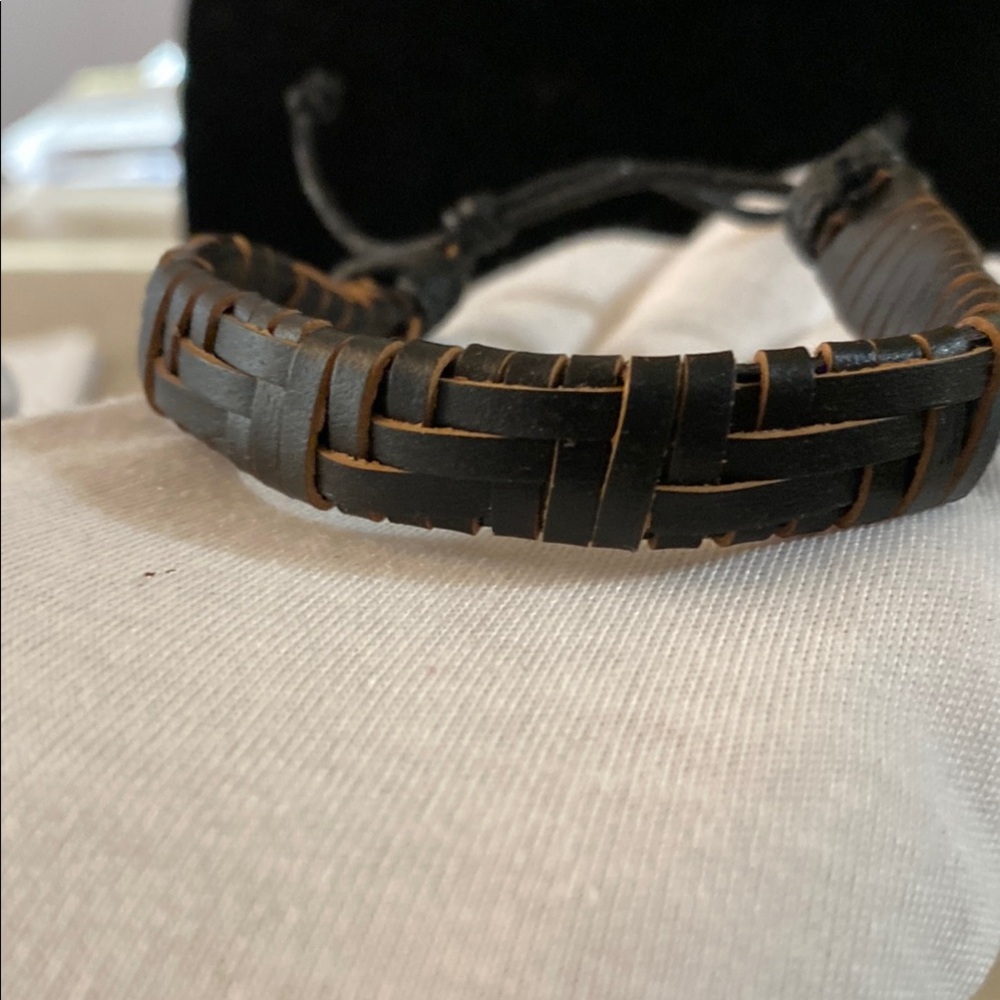 Bracelet- Leather Black and Brown Woven Bracelet 3/$30